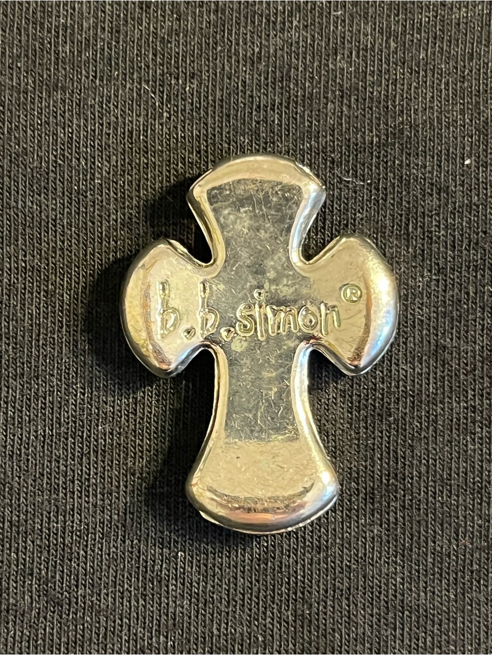 B.B. Simon Silver Cross Pendant with Blue and Clear Stones - Picture 3 of 6